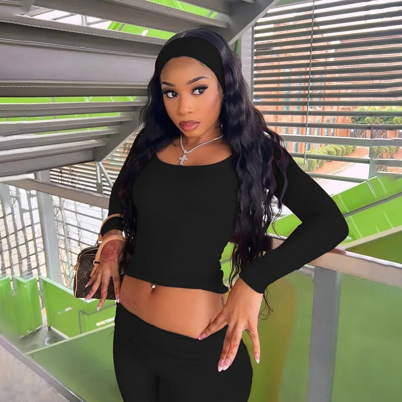 Yellow Flared U-neck Knit Set