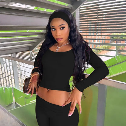 Yellow Flared U-neck Knit Set