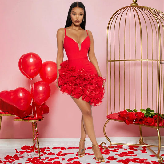 Ruffles Pleated Sleeveless Mini Party Dress