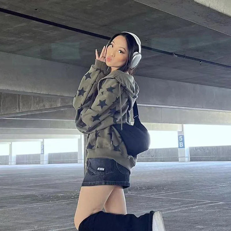 Retro Star Zip Up Hoodie