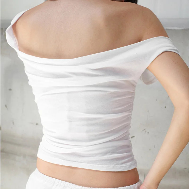 Skew Collar Slim Fit Tee Strapless