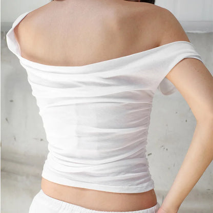 Skew Collar Slim Fit Tee Strapless