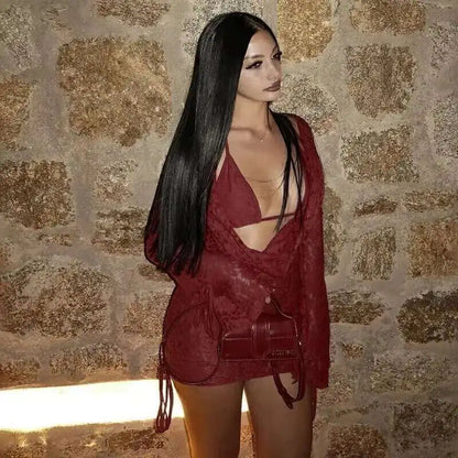 Strapless Lace Backless Party Mini Dress