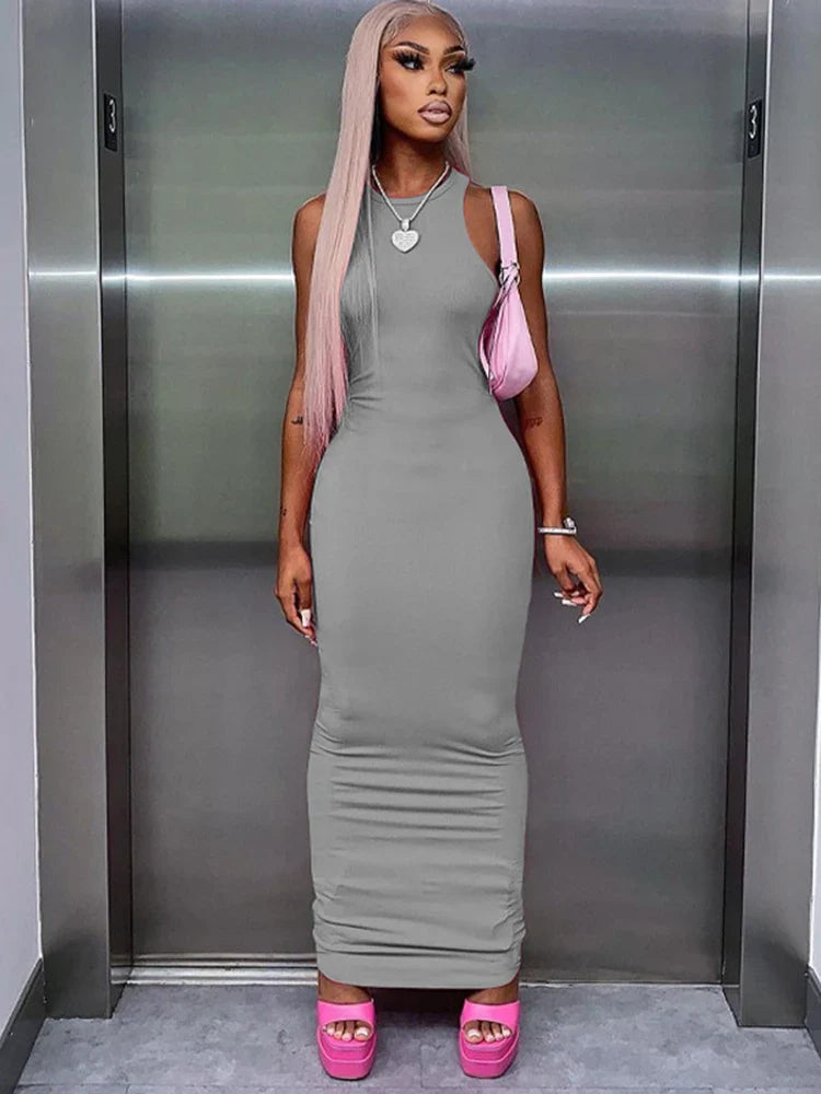 Ribbed Sleeveless Bodycon Maxi Dress