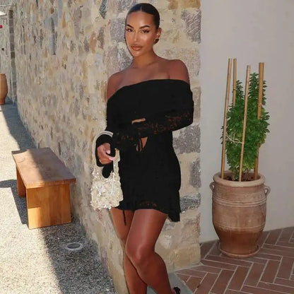 Strapless Lace Backless Party Mini Dress