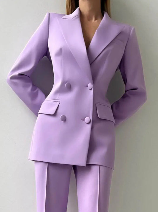 Purple Double Breasted Pant Suit