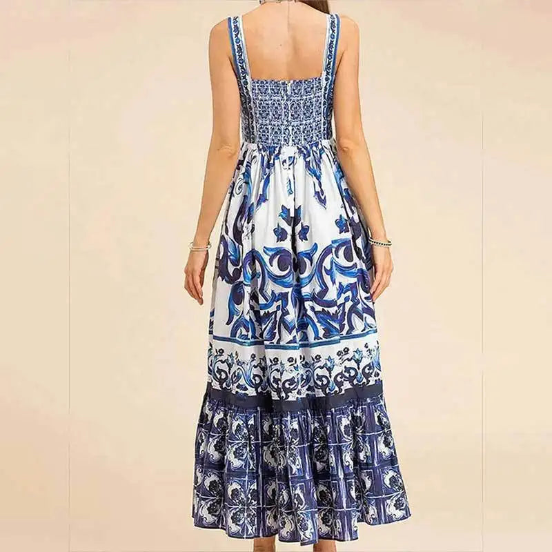 Strap Light Luxury Print Floral Dress