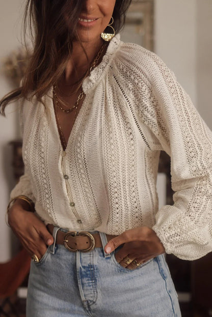 Vintage Lace Hollow Out Casual Blouse