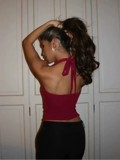 Elegant Lace Slim Fit Backless Off Shoulder Cami Top