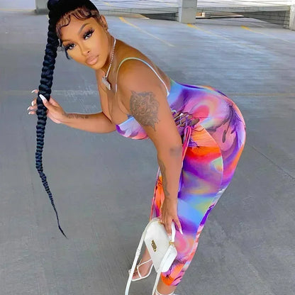 European Style Strap V Neck Midi Dress