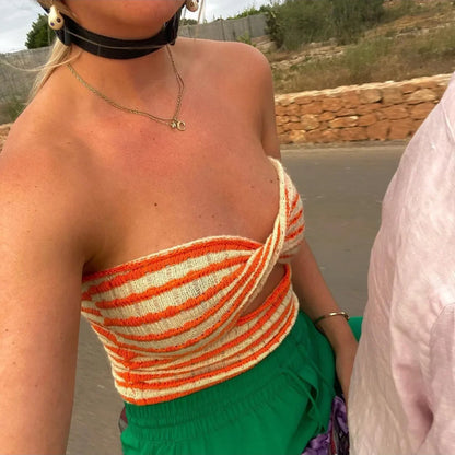Striped Knit Beach Tank Strapless