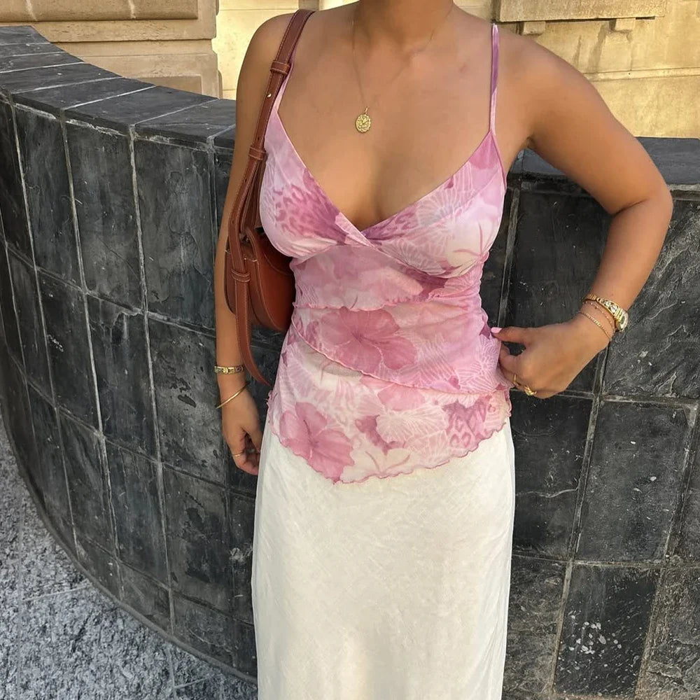 Vintage Y2K Floral Boho Cami Top