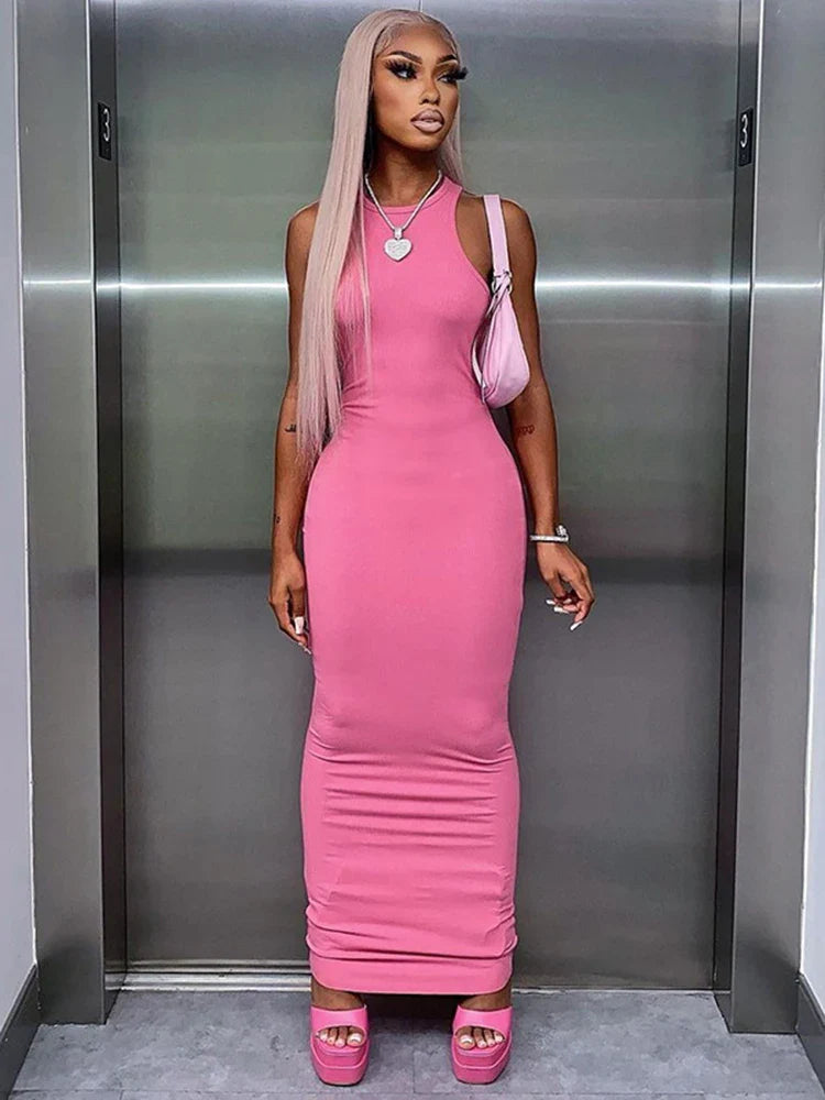 Ribbed Sleeveless Bodycon Maxi Dress