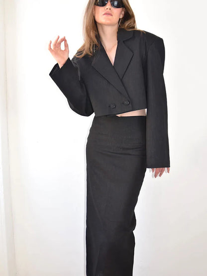 Button Skirt Coat Party Suit