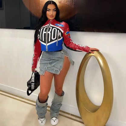 Printed Cyber Racer Y2K Jacket