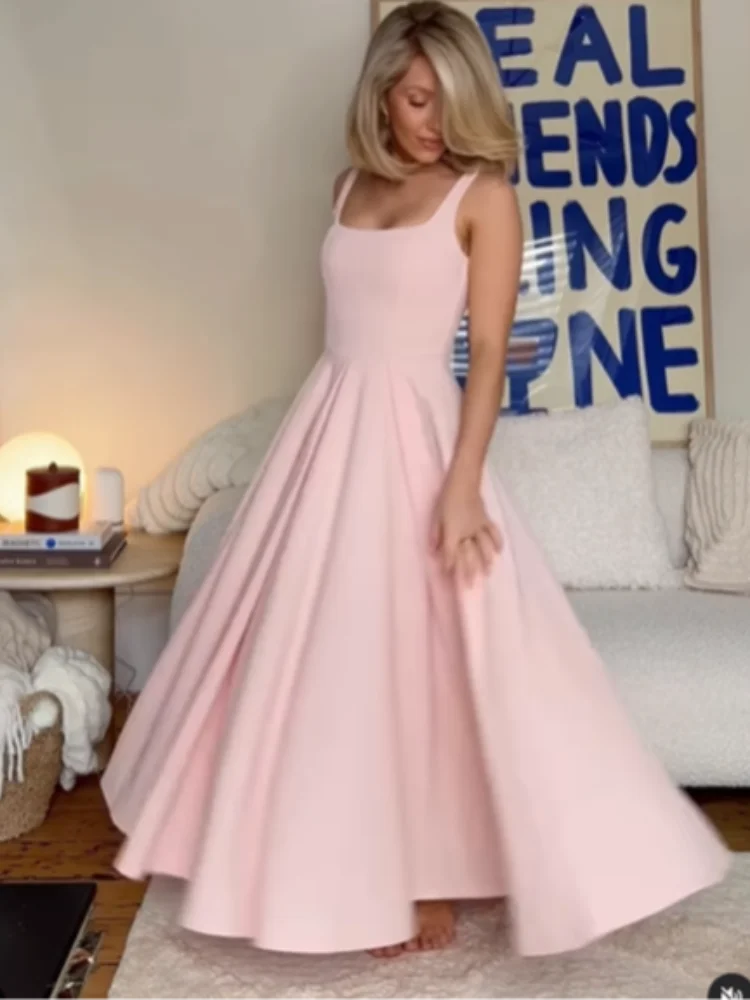 Polka Dot Square Neck Lotus Hem Silk Dress