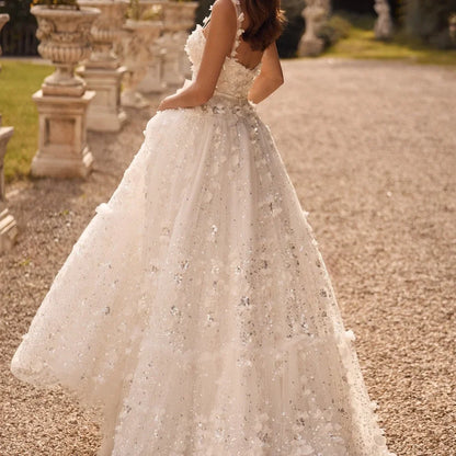 Floral Lace A-Line Prom Dress