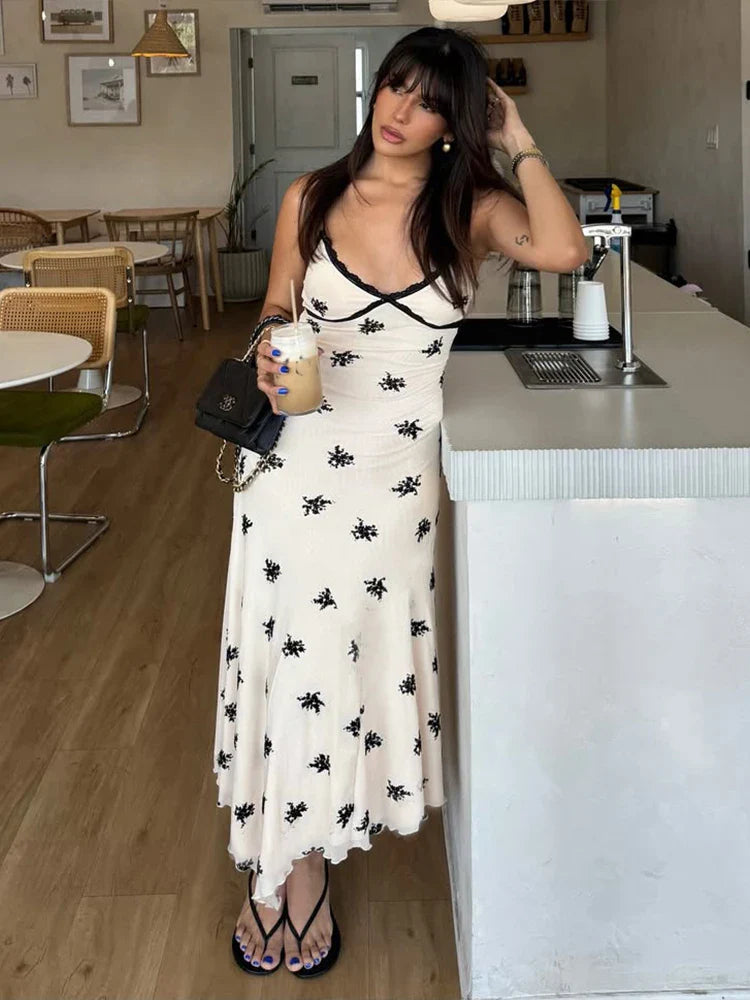 Irregular Print Panel Midi Dress