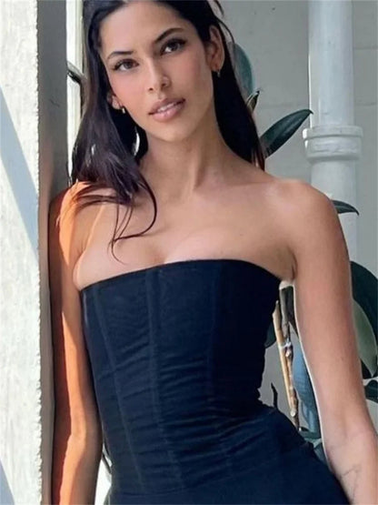 Mesh Backless Elegant Patchwork Strapless