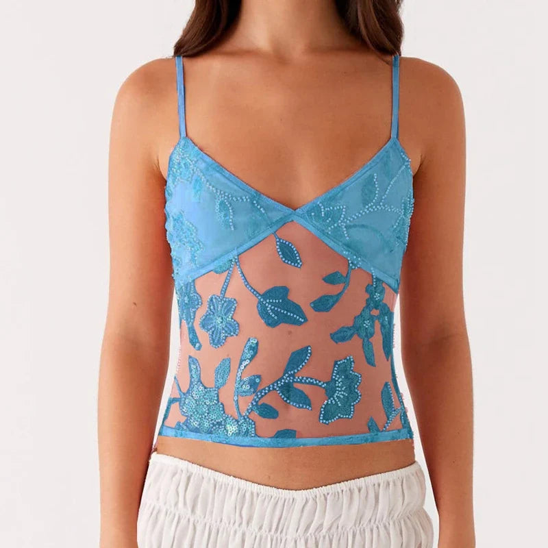 Sequin Sparkly Sleeveless Shirt Cami Top