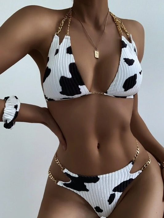 Printed Chain Two Piece Bikini Sets