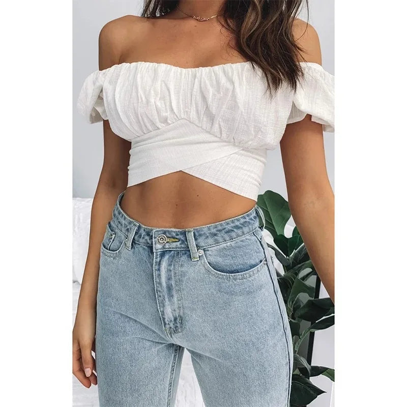 Lantern Pleated Short Shirt Strapless