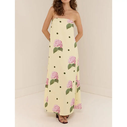 Strapless Loose Fit Tube Floral Dress