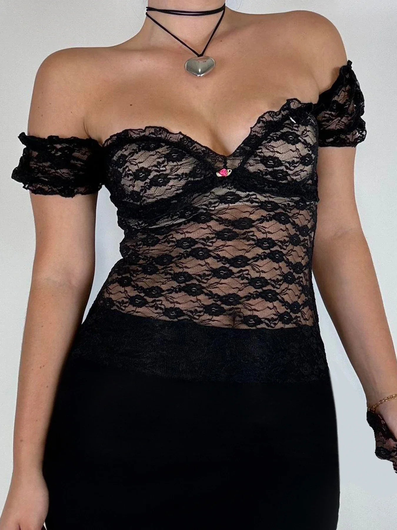 Sexy See-Through Square Collar Crop Top