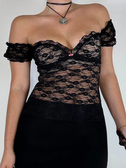 Sexy See-Through Square Collar Crop Top