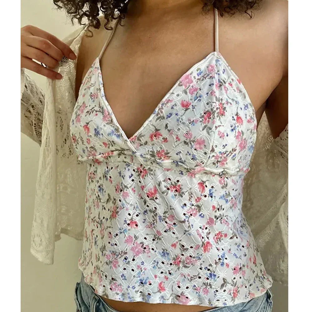 Lace Trim Peplum Spaghetti Strap Y2K Cami Top