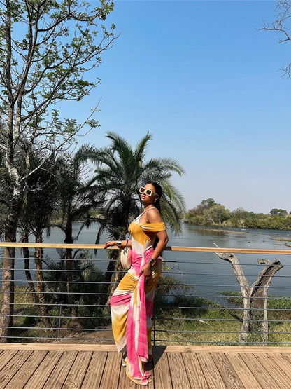 Side Split Skew Collar Tassel Midi Dress