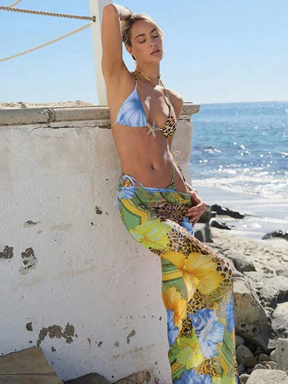 Leopard Mesh Patchwork Maxi Dress