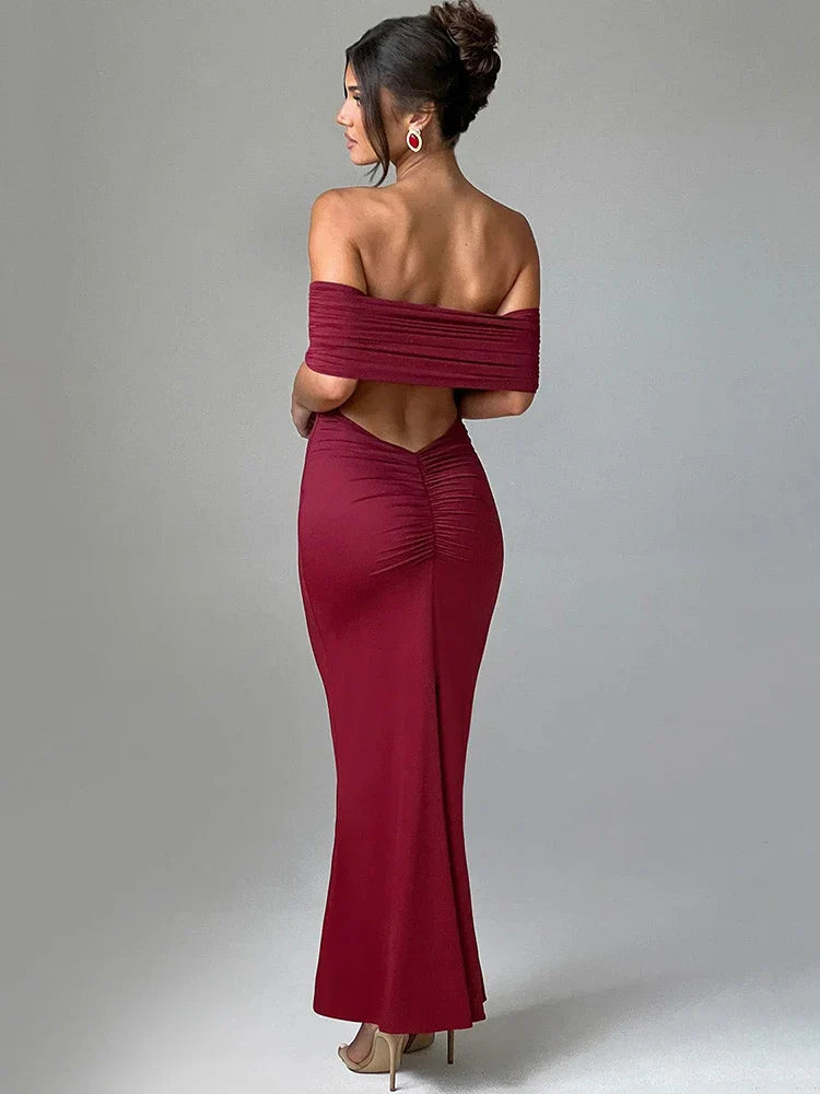 Strapless Backless Bodycon Maxi Party Dress