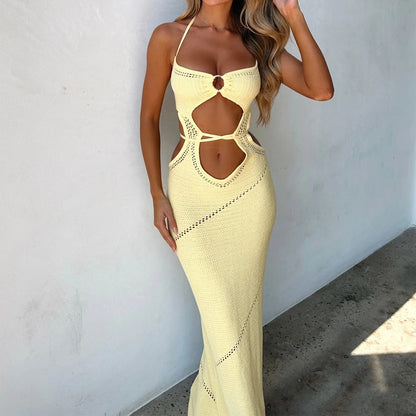 Knit Cutout Halter Maxi Dress