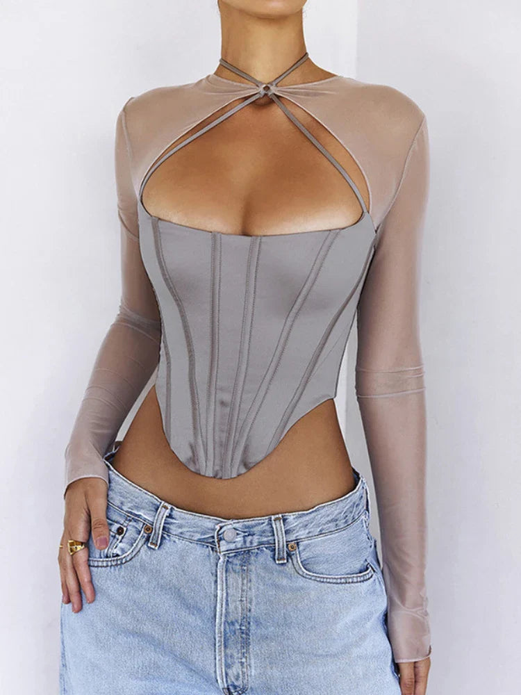 Asymmetrical See Through Sheer Top