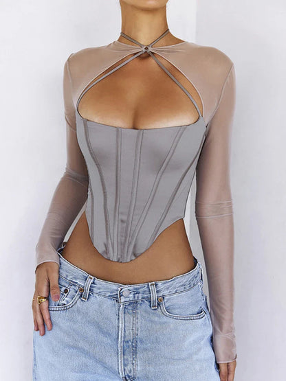 Asymmetrical See Through Sheer Top