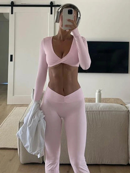 Slim Waist Exposure Knit Set