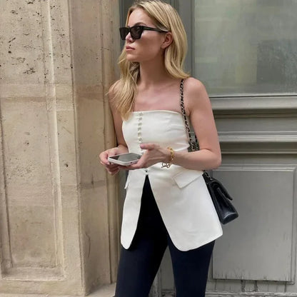 Split Corset Slim Vest Strapless