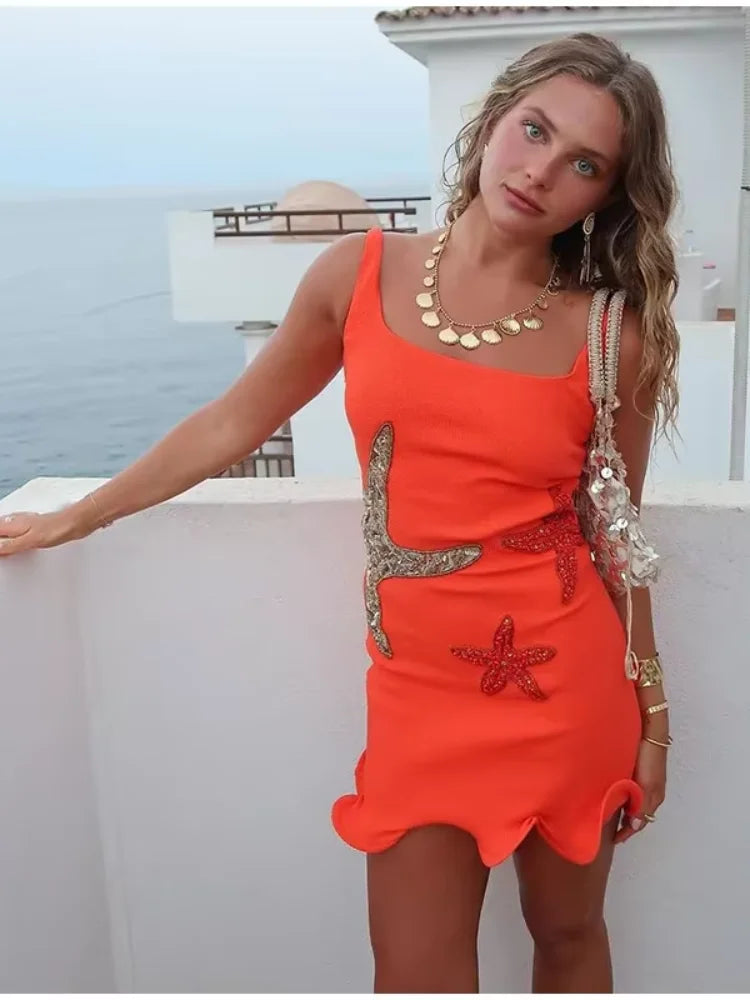 Starfish Sequin Slim Sling Mini Dress