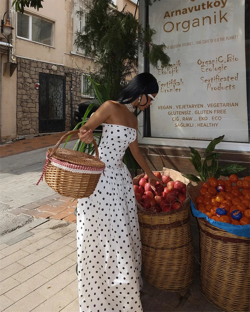 Polka Dot Strapless A-line Party Dress