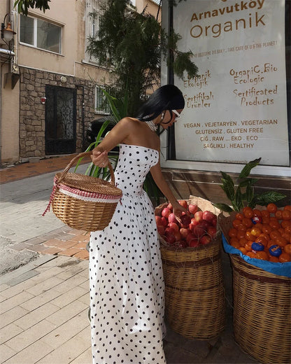 Polka Dot Strapless A-line Party Dress