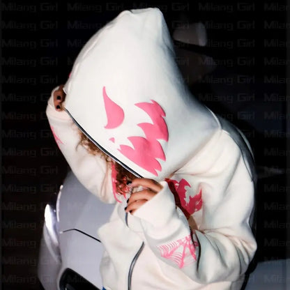 Gothic Spider Web Oversized Hoodie