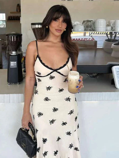 Irregular Print Panel Midi Dress