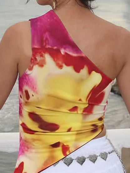 Floral Irregular Sleeveless Sheer Top