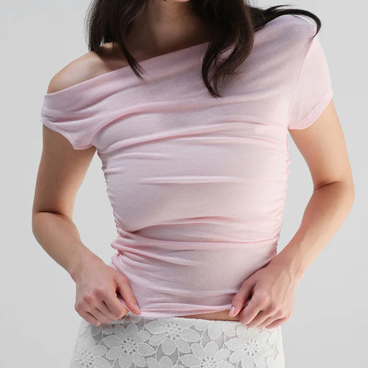 Skew Collar Slim Fit Tee Strapless