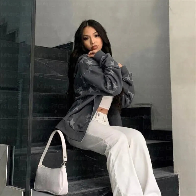 Star Graphic Grunge Hoodie