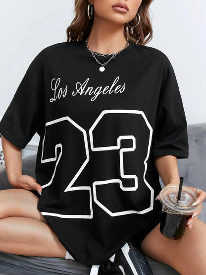 Los Angeles 23 Letter Print T-shirt