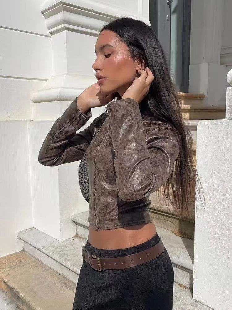 Vintage Slim Fit Suede Motorcycle Jacket