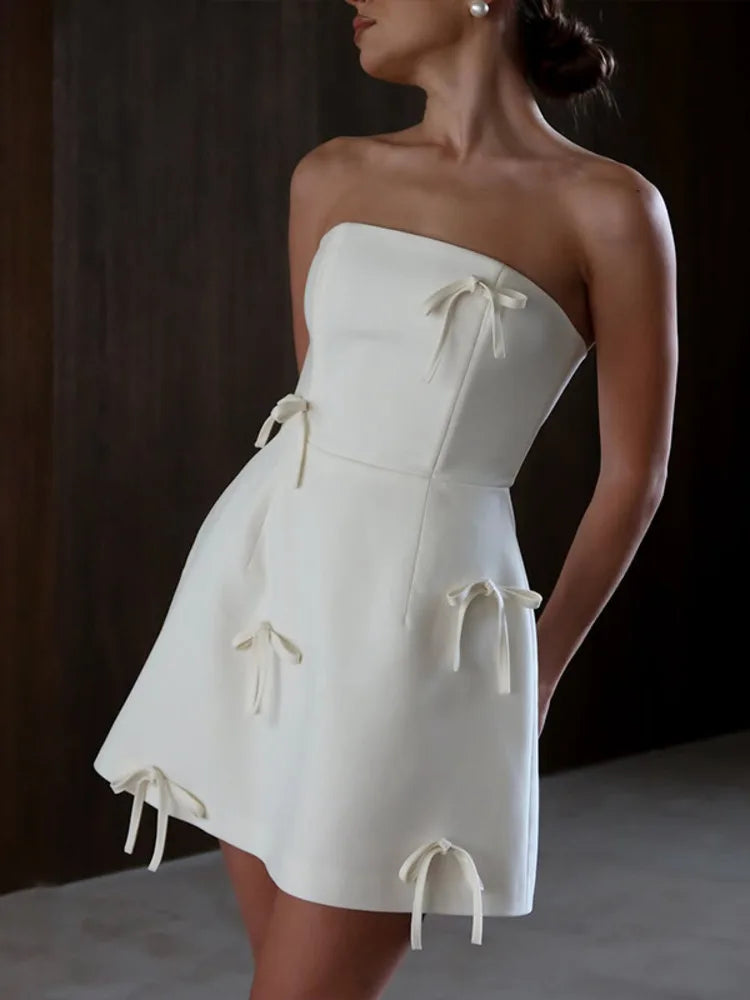 Bow Strapless Backless Bodycon Party Dress