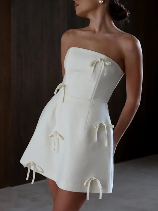 Bow Strapless Backless Bodycon Party Dress